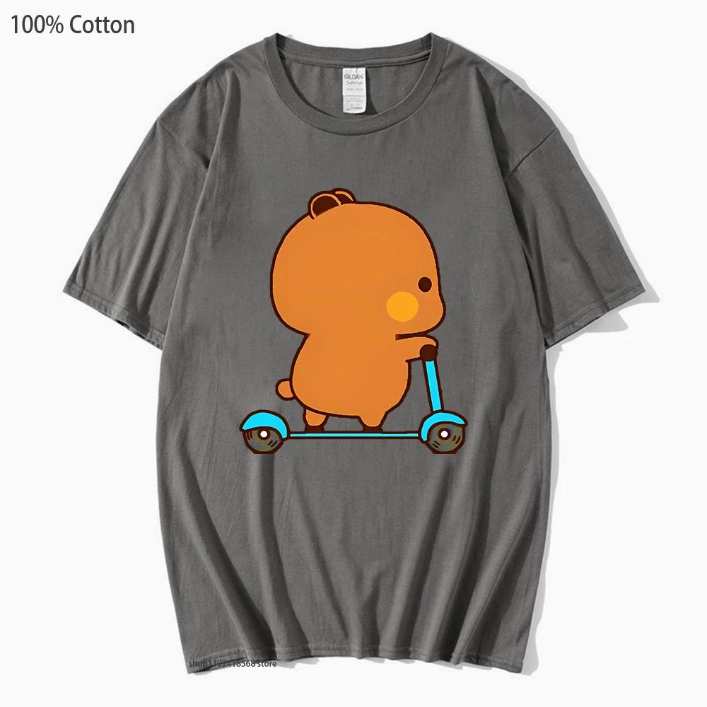 Cute Couple Shirt Cute Bubu and Dudu Are Playing Scooter Together Graphic T-Shirts Men's Clothes Panda Bear Cotton Top