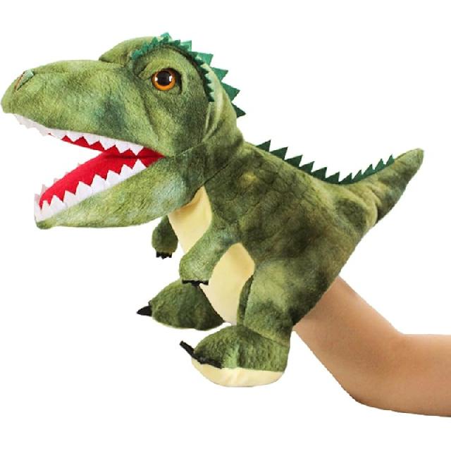 Cute Dinosaur Hand Puppet Funny Plush Stuffed Animal Toy Adults Toddler Huggable Dinosaur Plushies Pretend Play Doll Storytelling Interactive Puppet