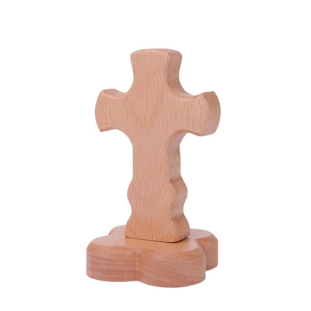 Standing Wooden Crosses Vintage Crucifix Sculpture Art Religious Crosses Ornament  Easters Faith