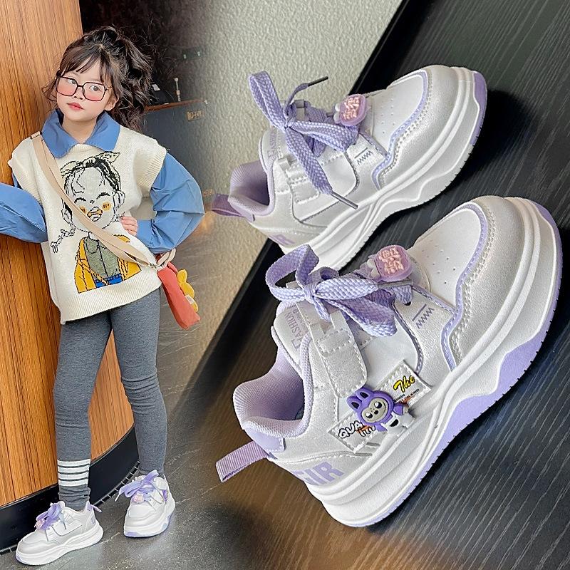 Spring New Girls' Fashionable and Versatile Cartoon Children's Leisure, Comfortable, Wear-resistant and Soft-soled Sports Shoes