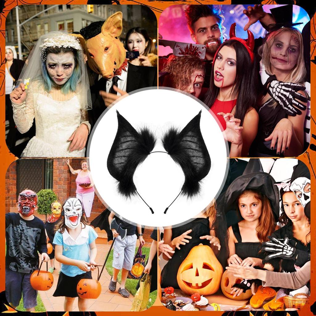 2025 Halloween Bat Headband Gothic Bat Ears Hair Band Masquerade Party Headdress for Role-Play Photoshoot Stage