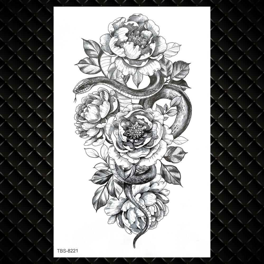 Tatuaje Temporare Colorate cu Lotus Pentru Femei Fete Flori de Trandafir Mehndi Autocolant Tatuaj Iasomie Bujor Tatuaje Impermeabile Artă Corporală Mână