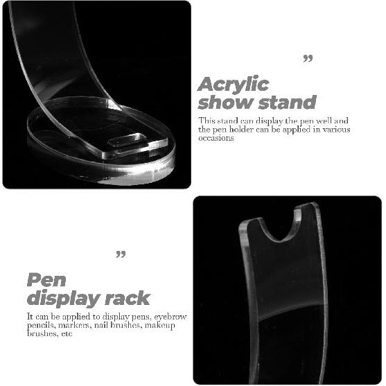 2 Pieces Acrylic Electronic Pen Holder - Single Pencil Pen Display Stand - Fountain Pen Ballpoint Pen Display Rack Makeup Brush Holder for Desk Home