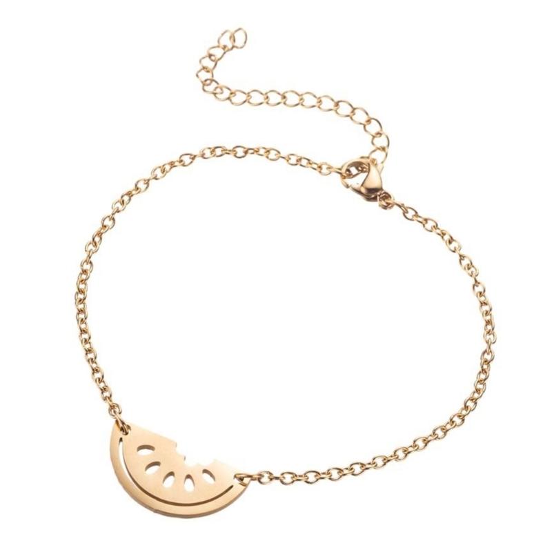 Modisches Wassermelonen-Charm-Armband Edelstahl Handkette Verstellbare Länge Handgelenkkette Accessoire für Frauen