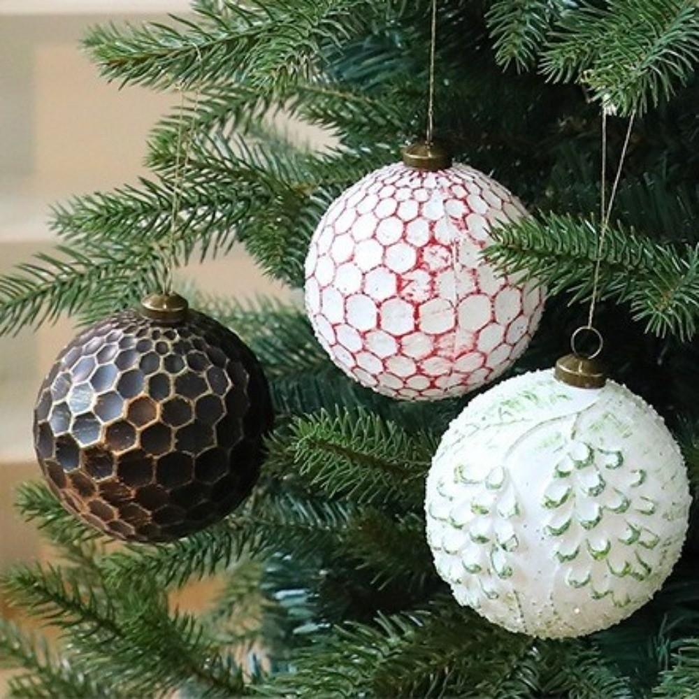 12pcs 8cm Christmas Hanging Balls Vintage Plastic Painted Christmas Ball Shatterproof DIY Crafts Xmas Tree Decoration