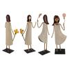 Metal Girl Statue Vintage Iron Art Standing People Figurine Desk Ornament for Home Study Living Room