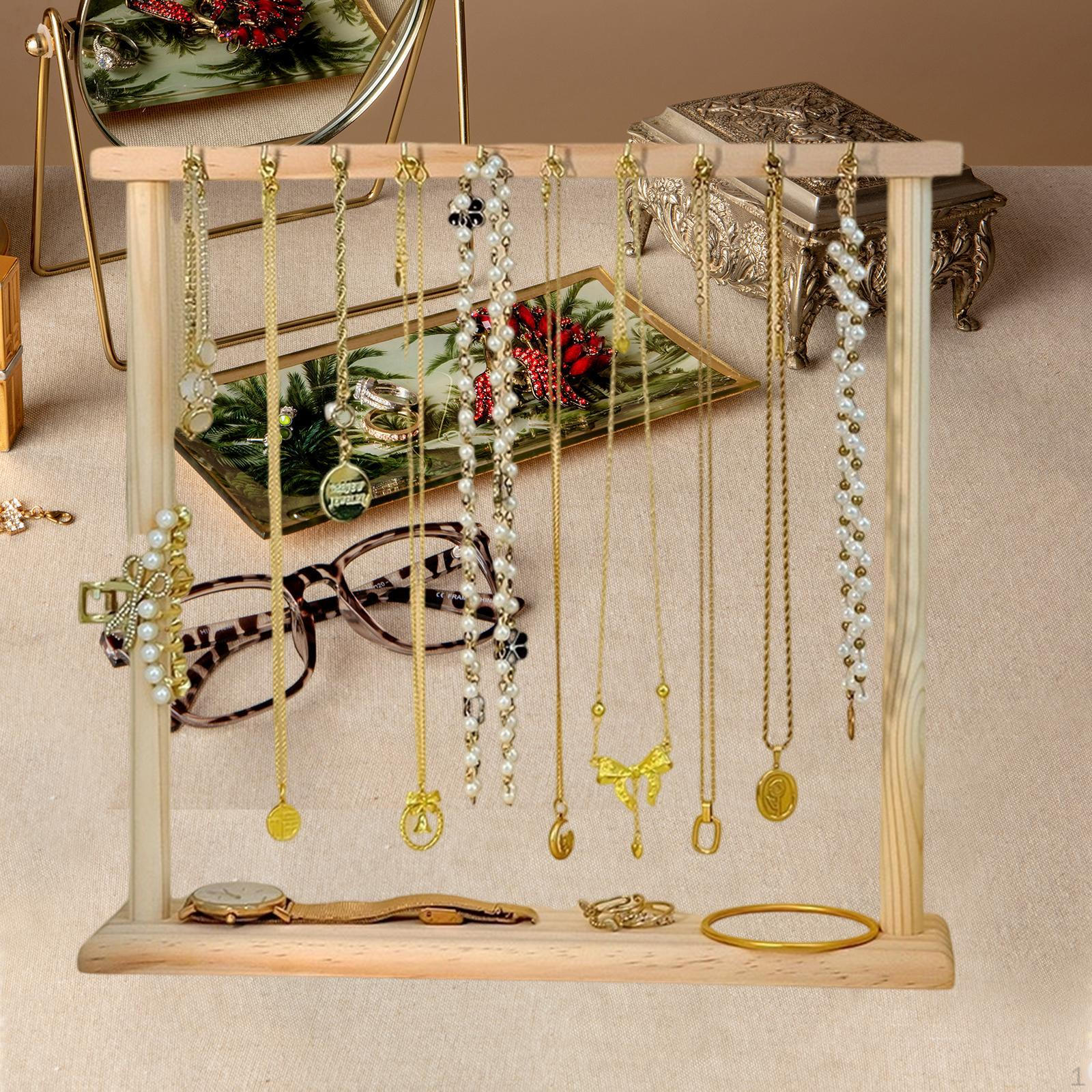 

Decorative Wooden Jewelry Organizer, Simple Tabletop Necklace Holder, Stand for Girls And белый
