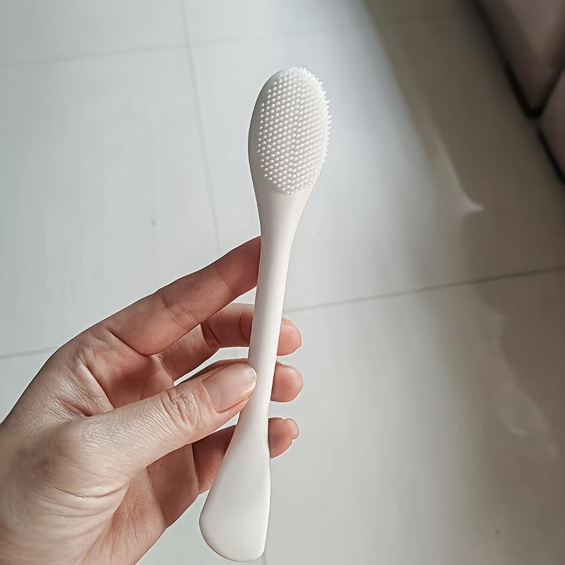 1pc Large Dual-Ended Silicone Facial Mask Brush, Pore Cleansing Face Scrubber, Mud Mask Applicator, Spreadable Brush for Makeup Removal