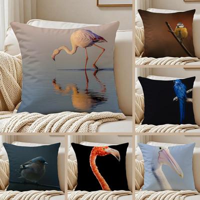 Vivid Photographs of Flying Birds Cushion Cover Pillowcase Antidustmite Invisible Zipper Short Plush Sofa Cushion