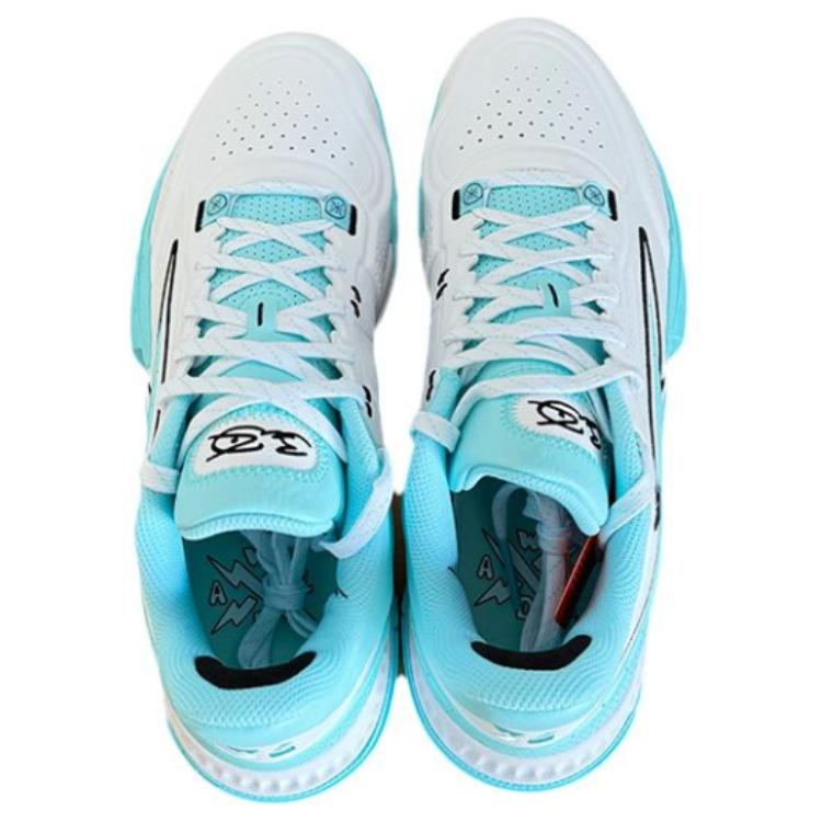 New LiNing Anti Slip And Wear Resistant Lightweight Low Top Basketball Shoes Men's White Blue ABPU039-4