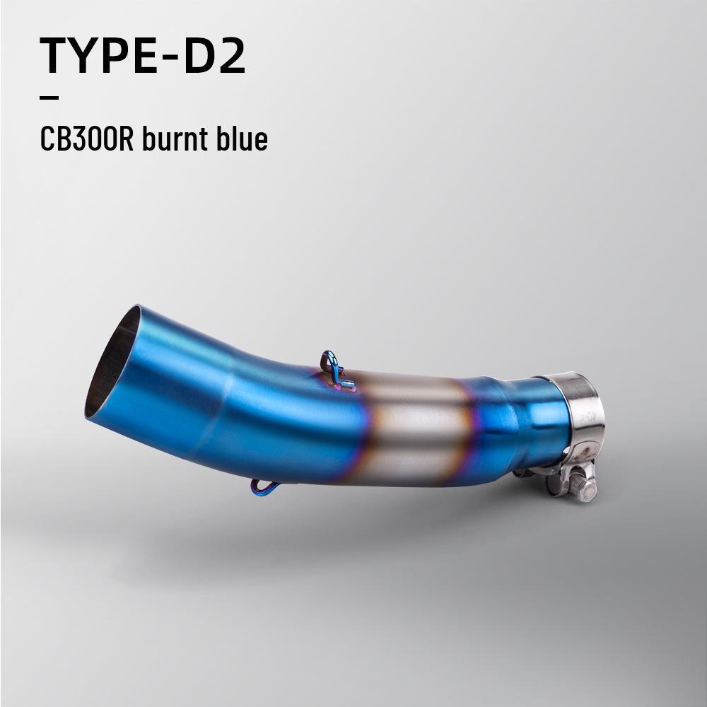 Stainless Steel Burnt Blue Exhaust Pipe Mod for CB300R - 51mm Mid-section, Non-destructive Install