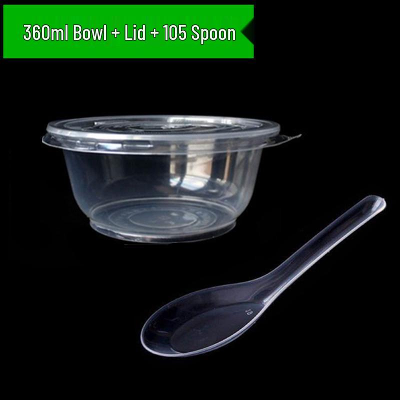 Disposable Tableware Set: Thickened Plastic Bowl with Lid, Banquet Spoon, Cup, and Chopsticks for Weddings and Household Use