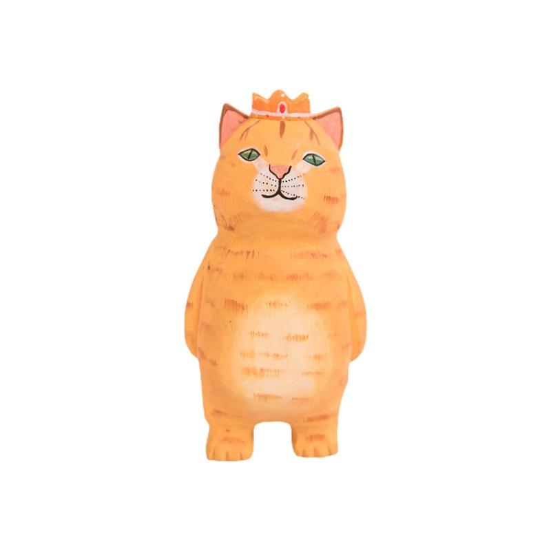 Wooden handicrafts, cat statues, hand carved cat ornaments, creative home ornaments, decorative items, birthday gift ornaments