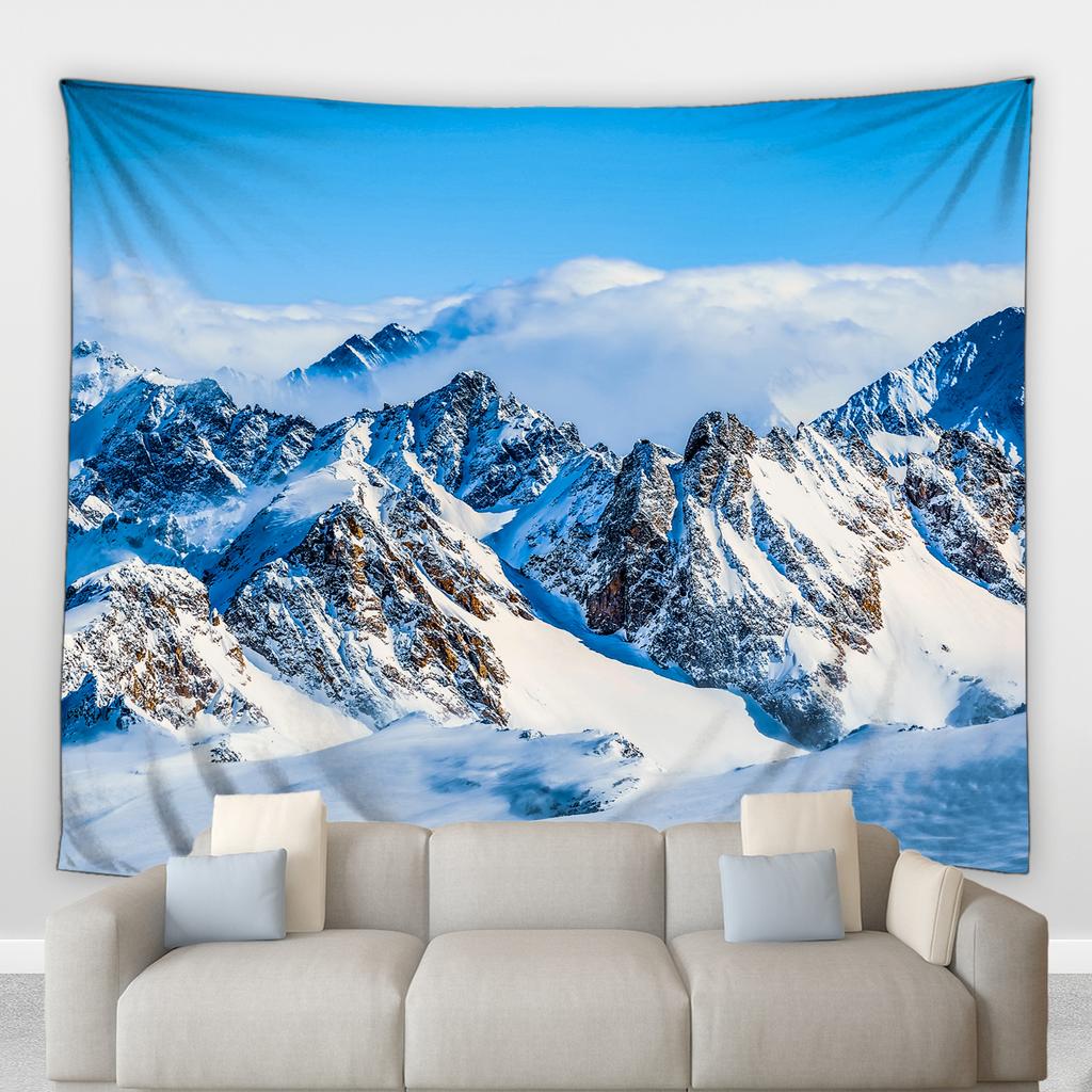 Home Decoration Jul Vinter Skog Landskap Utskrift Polyester Polsk på veggen hengende rom bakgrunn tapiz