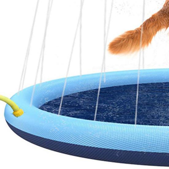 Dog Splash Pad Anti-Slip Sprinkler Dog Pool with Flying Disc Toy Outdoor Leakproof Water Play Mat Family Backyard Water Toy
