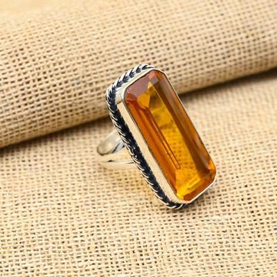 Glorious Honey Topaz Gemstone Handmade 925 Solid Sterling Silver Jewelry Ring For Women