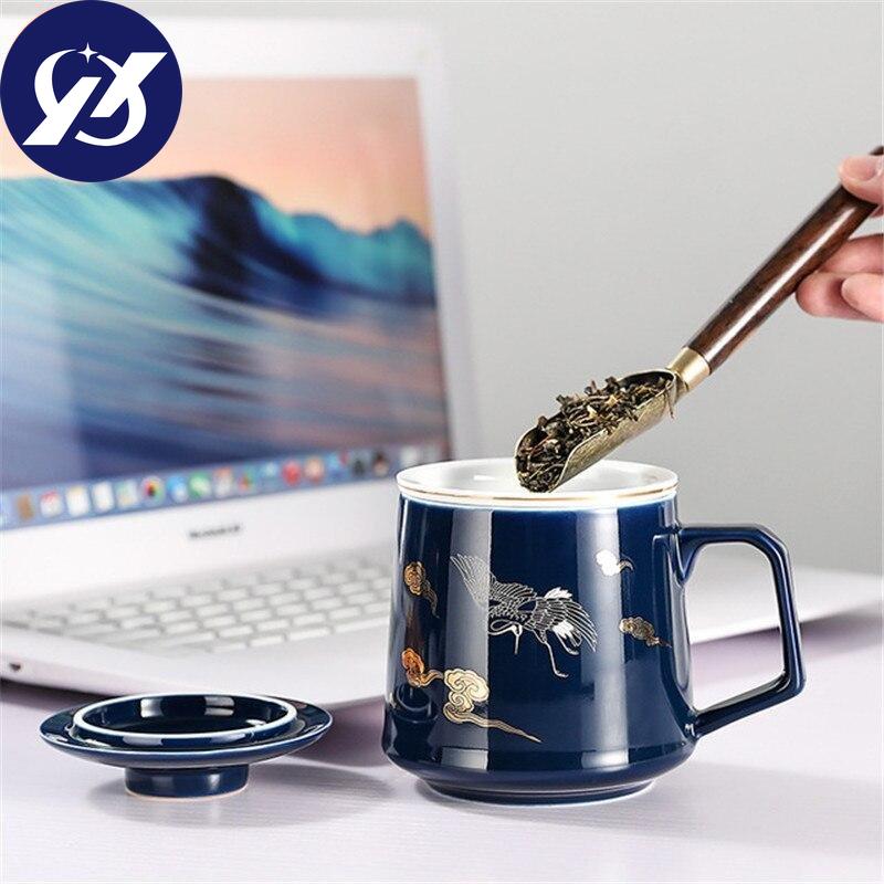 Keramický oddělovací šálek na čaj Porcelánové ručně malované šálky s filtrem Kreativní barevná glazura Kancelářský hrnek na vodu Nádobí na pití