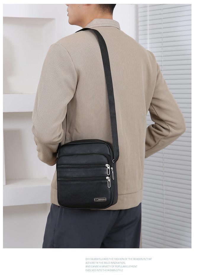 Men's PU Leather Large Capacity Versatile Business Casual Crossbody Bag