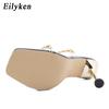 Clear PVC Transparent High Heel Slippers Summer Fashion Chain Design Slip On Square Toe Slides Women Mules Pumps
