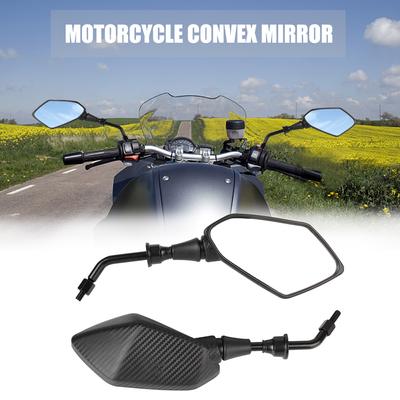 Lusterko motocyklowe z włókna węglowego 1 para do skutera E-Bike Motocykl 8mm 10mm Kierownica Koniec Boczne lusterka wsteczne Tylne boczne wypukłe lusterko