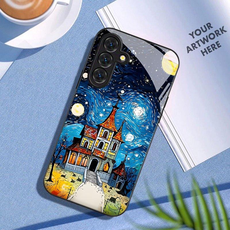 Tempered Glass Phone Case For Galaxy S26 S21 S22 S23 S24 S25 FE Ultra Plus . Vintage Castle Style.