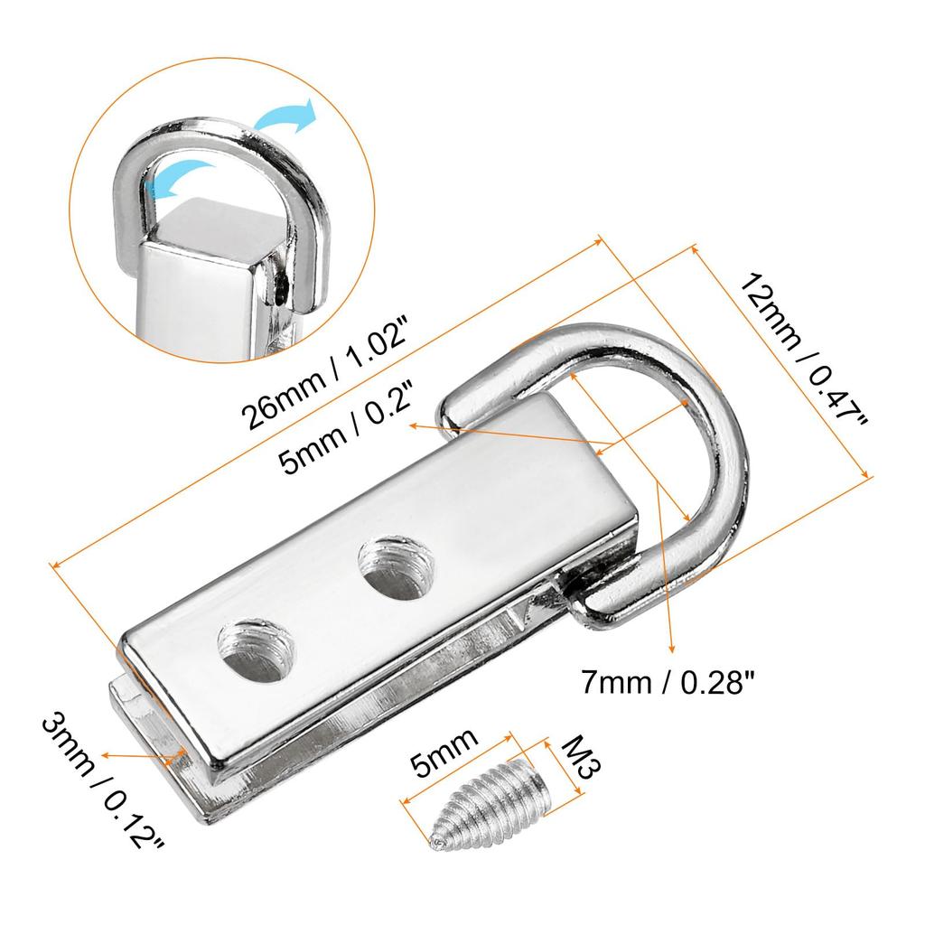 uxcell Bag Side Clip Buckle 20pcs Metal Handbag Strap Chain Connector with for DIY Purse Crossbody Shoulder Tone - 0.28" D-Ring (Silver 26mm)