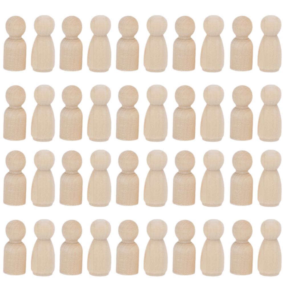 40pcs Wooden People Figures Wooden Peg Dolls 35mm Size DIY Craft Figures  DIY Arts Crafts