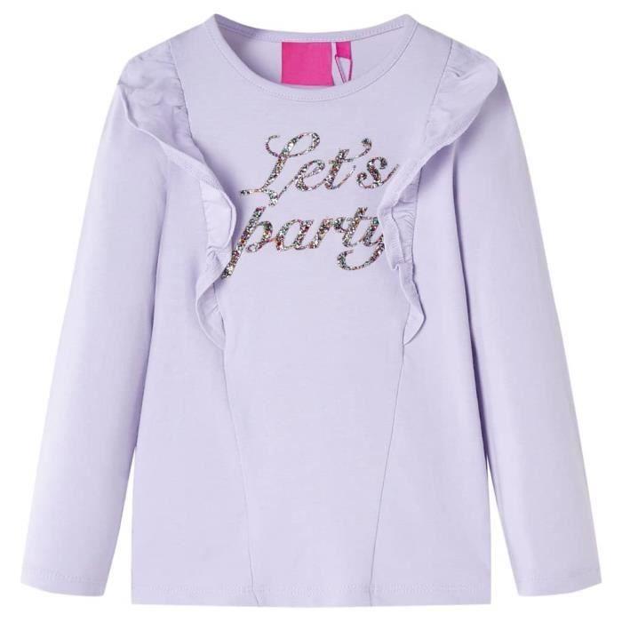 T-shirt enfants à manches longues imprimé pailleté 2 couleurs et 5 dimensions disponibles