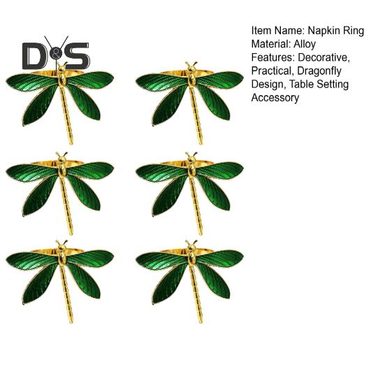 Serviettenring in Libellenform, Serviettenhalter aus Metall im Frühling, grüner Serviettenring in Libellenform für Tischdekoration, Hochzeit, Feiertagsessen, Dekoration