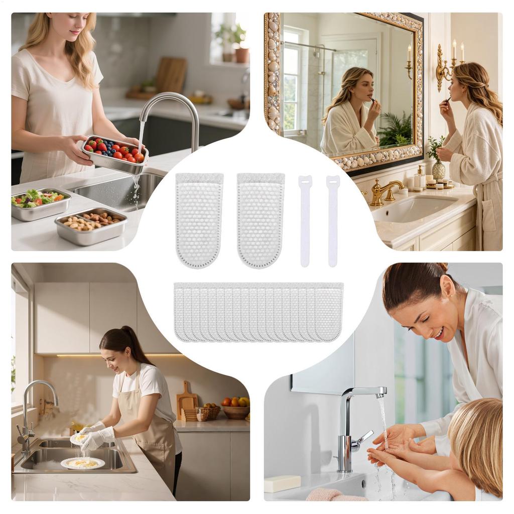 20Pcs Portable Splash-Proof Cotton Filter Bag Universal Sink Drain Cleaner Mesh Bag Reusable Cotton Filter Pouch for Home