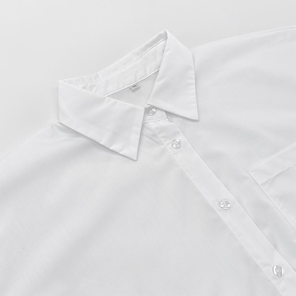 Spring and Summer Simple Loose Fit White Shirt Casual Fashion Mid-Length Top for Women