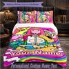 Personalized 3Pcs Bedding SetAdventure Time cartoon Custom Text Duvet Cover Pillowcase Set Bedroom Gift