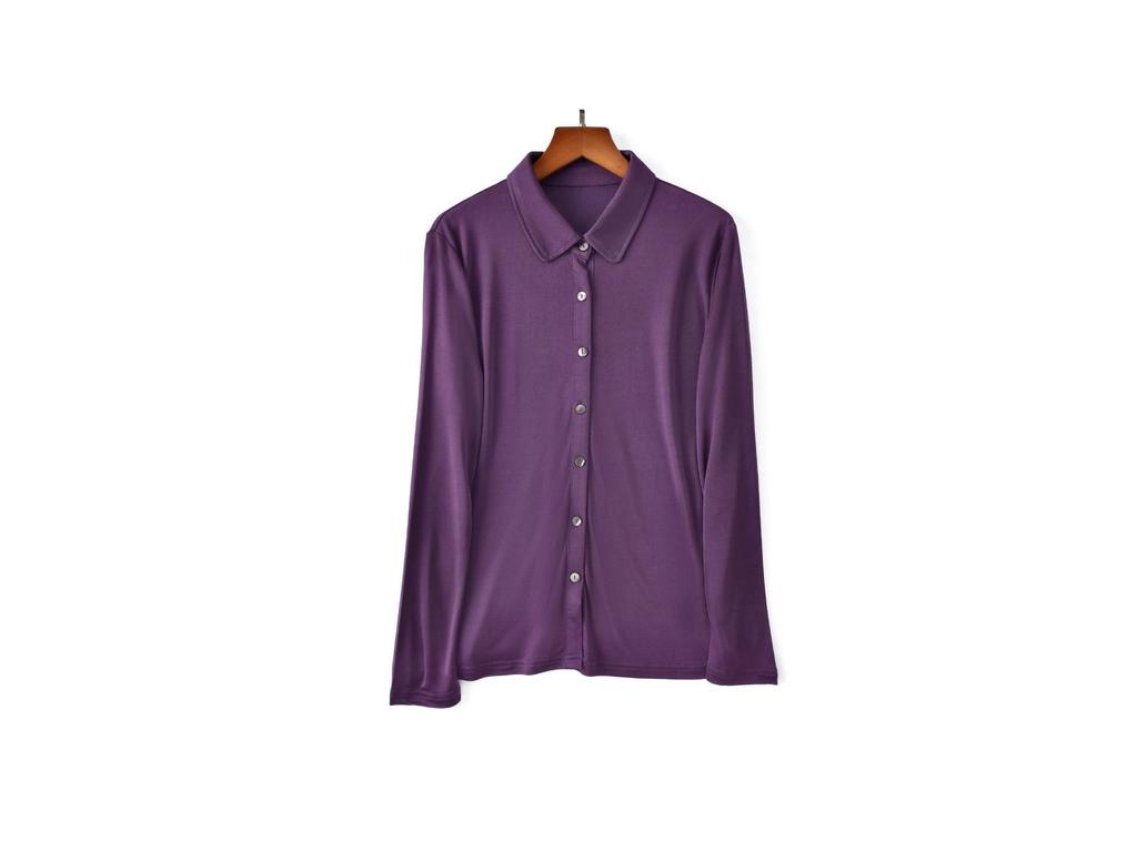 Yu Yue 2025 Versatile Mulberry Silk Long Sleeve Lapel Cardigan Shirt