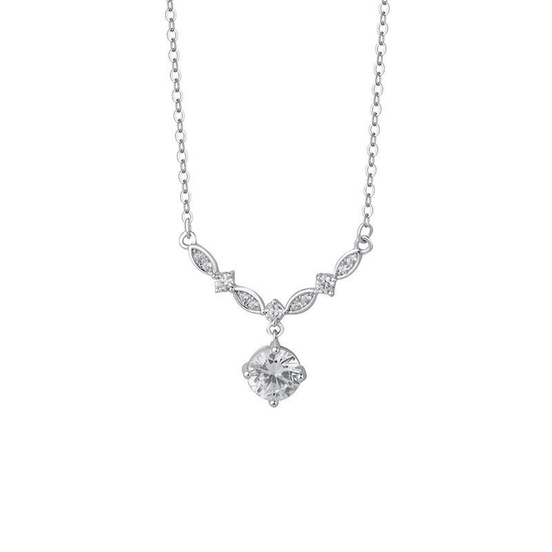 S925 Sterling Silver Galaxy Moissanite Necklace with Zircon Chain - Women’s One Carat Sparkling Pendant, Perfect Christmas Gift