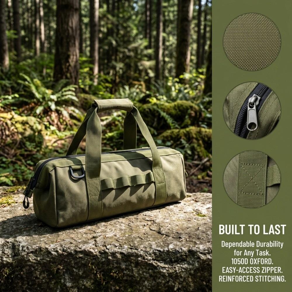 Waterproof Camping Tool Bag Large Capacity Tool Organizer Bag Wide Mouth Tool Bag Outdoor Gear зелёный