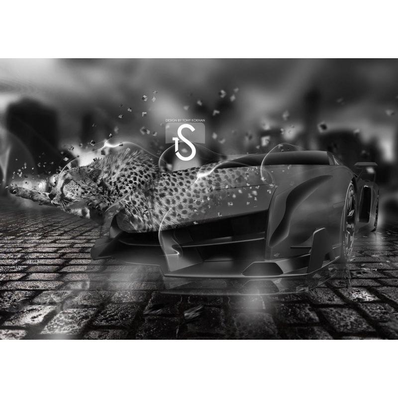 Dreamy Sports Car Animal Poster: Creative Wall Art for Bedroom, Bar, or Study