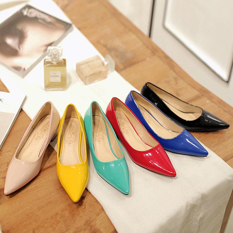 Fashion Low Heels Elegant Women's Pumps Shoes Casual Candy Yellow Blue Red Nude Short Heeled Office Wedding Dress Shoes Ladies