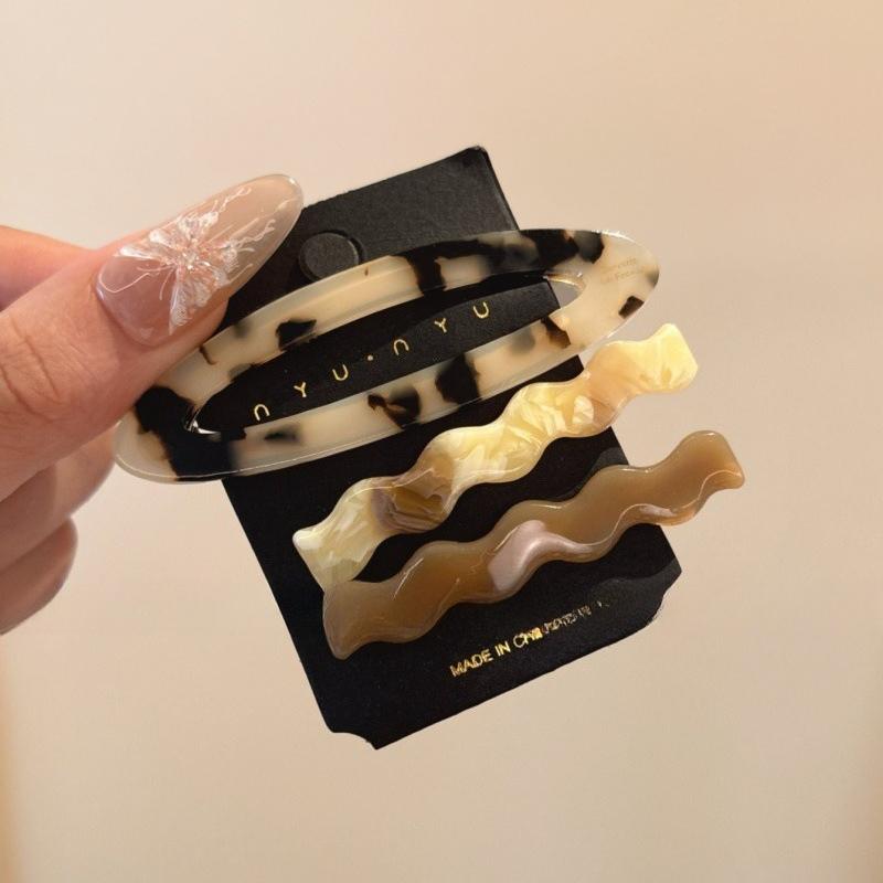 Summer Style Acetate Bb Hair Clips  Side Clips  Forehead Bangs Clips  Simple Semi-tied Hair  Straight Clips  Hair Clip Headwear