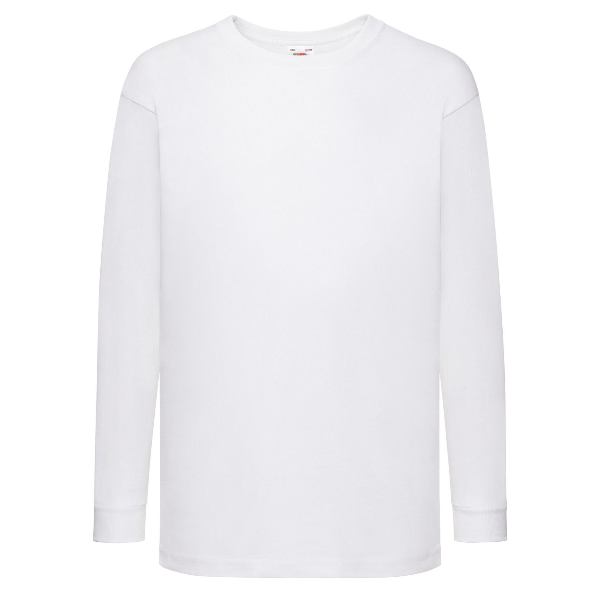 FRUIT OF THE LOOM T-shirt a maniche lunghe in cotone Value per bambini/ragazzi 14-15 bianco