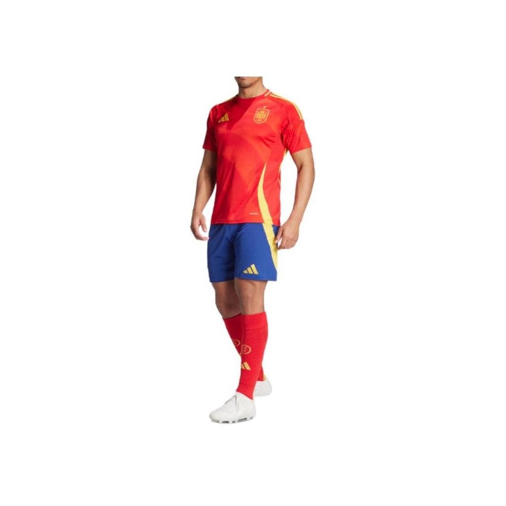 Adidas Spain 24 Home Shorts Embroidered Logo Two-Tone Straight Soccer Pants Fan Edition Men Bottoms Victory-Blue IW8150