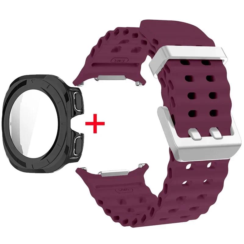 Schutzhülle aus gehärtetem Glas + Armband für Samsung Galaxy Watch Ultra 47mm Silikonarmband für Galaxy Watch Ultra 47mm Armband Schutzhülle