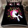 Cartoon Pink Bedding Sets 2/3 Pcs Duvet Cover Set Pillowcases Starry Sky Rainbow Unicorns Bedding Set For Girl EU Twin Single