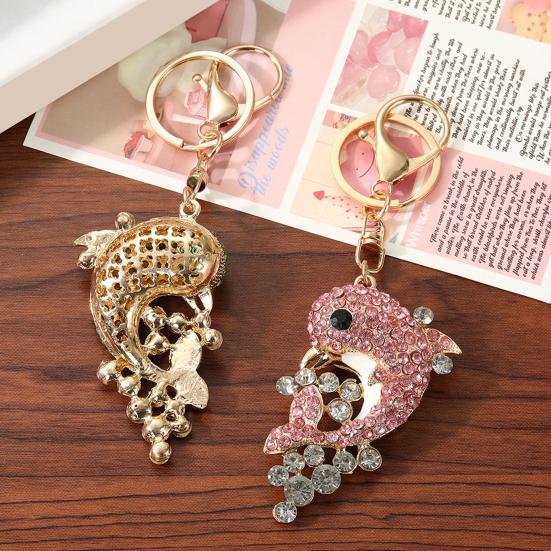 Rhinestone Dolphin Keychain Sparkling Sea Animal Car Key Ring Holder Backpack Purse Handbag Charm Christmas Birthday Gifts for Dolphin Lovers