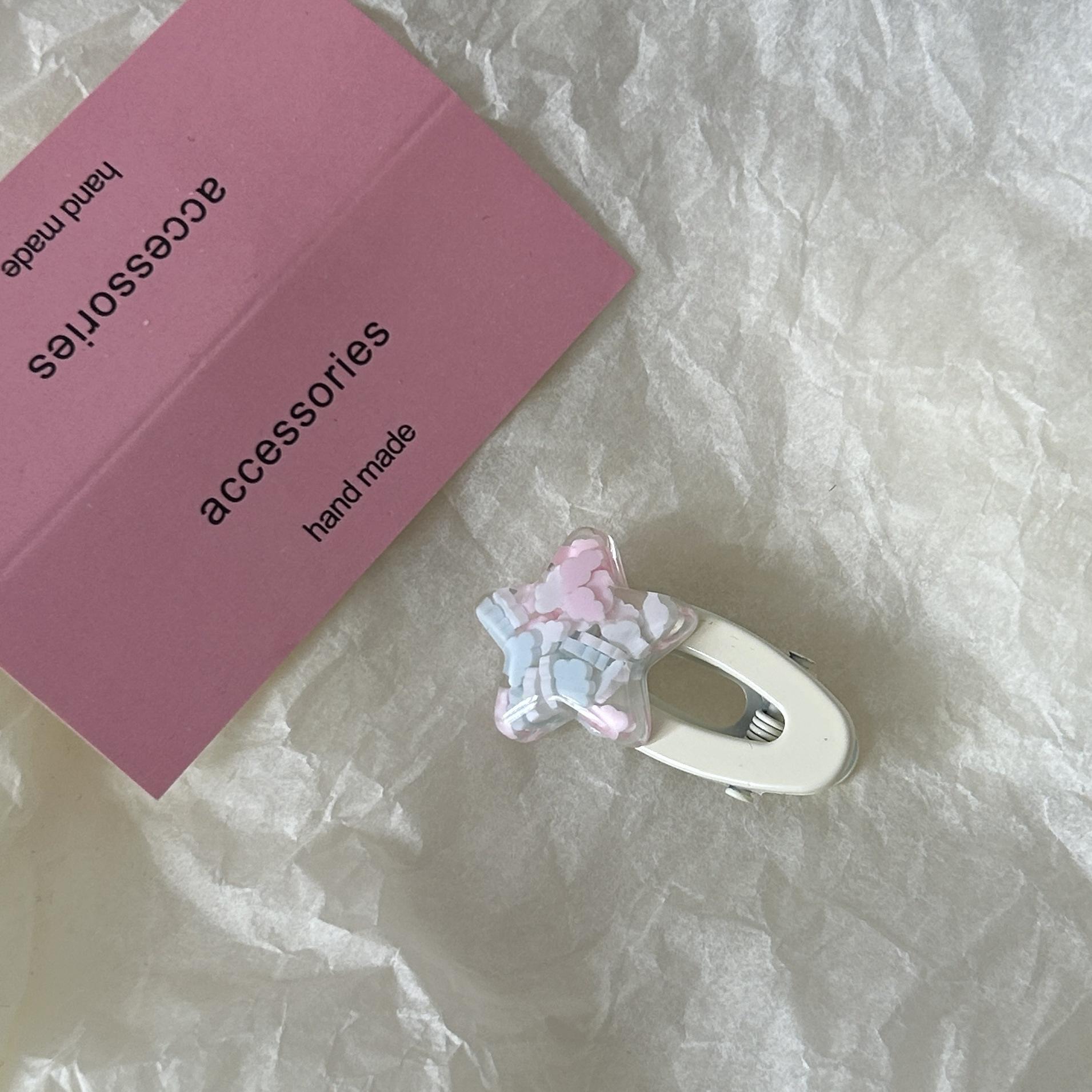 

Pink Star Oval Duckbill Hair Clip - Cute Girlish Heart Design, Soft Sweet Hair Accessory for Women Design sense star#oval clip бежевий