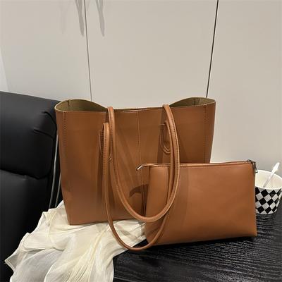 Bolsa de ombro única com alça sob o braço, nova e moderna, com textura de cor sólida, bolsa de mão casual e simples para o dia a dia, bolsa grande para mãe e filho