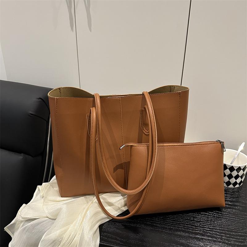 One Shoulder Underarm Tote Bag, New Fashionable Solid Color Texture, Casual and Simple Commuting Handbag, Large Capacity Mother and Child Bag