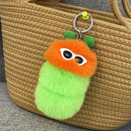 Keychain Pendant Cartoon Plush Caterpillars Charm Key Chain Hanging Ornament Decorative Pendant Wallet Backpack Car Keys