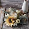 Candle Ring Autumn Garland Thanksgiving Harvest Wreath Artificial Wreath for Dining Room Farmhouse Living Room Party Table