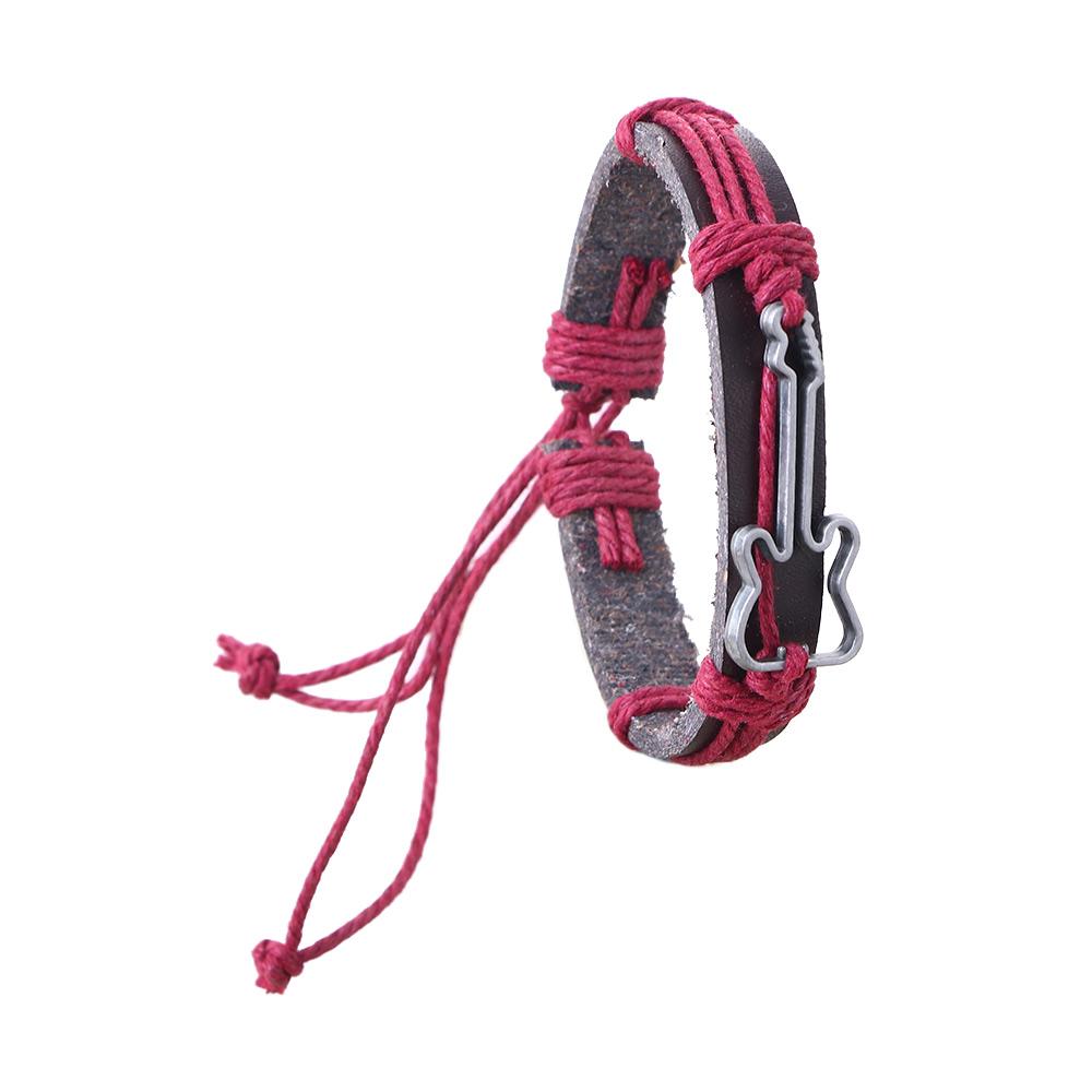 Zinc Zinc Alloy PU Leather Bracelets Men Antique Adjustable Wristbands Charm Guitar Bracelets Bangles Jewelry