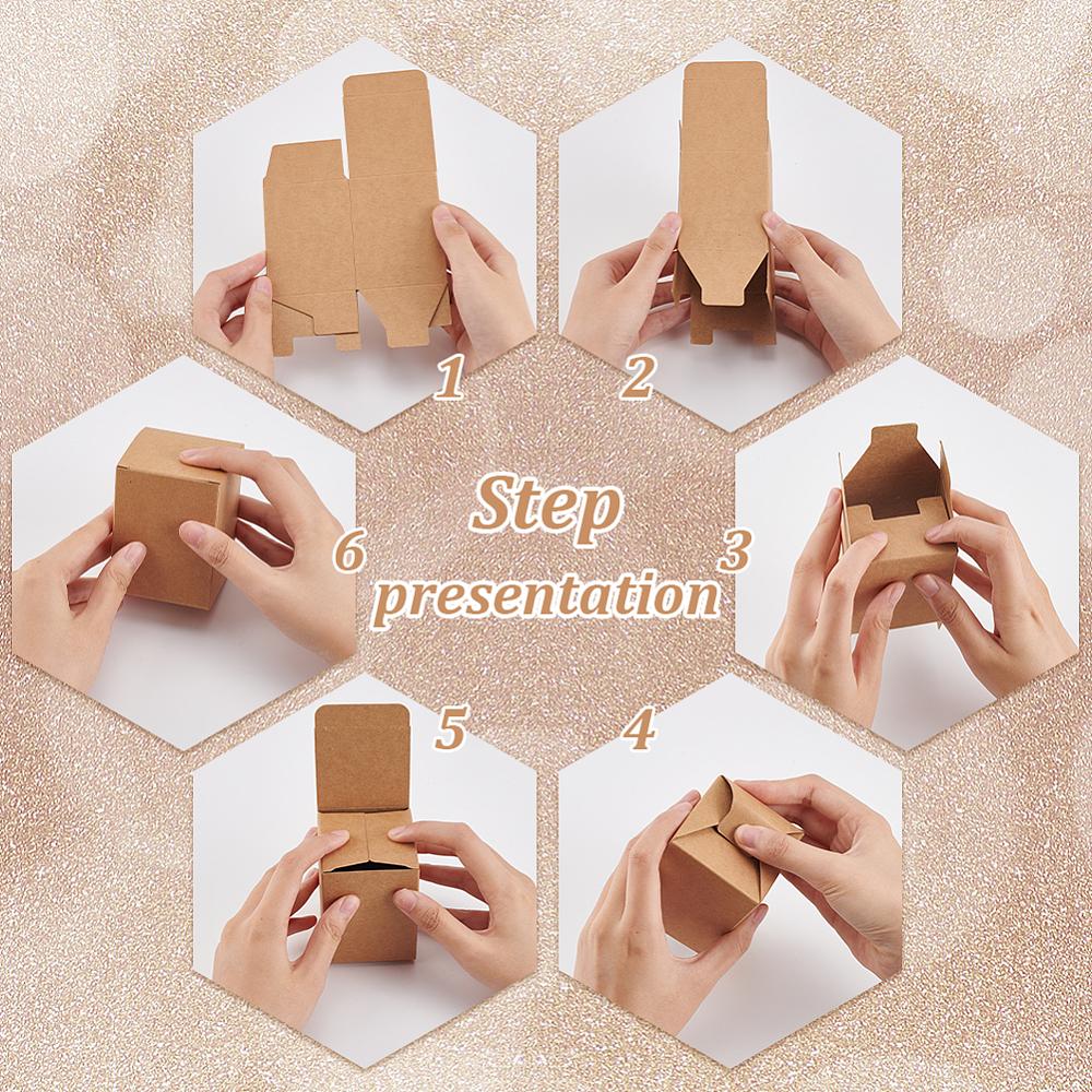 60pcs Kraft Paper Box Rectangle Sienna 8x6x6cm